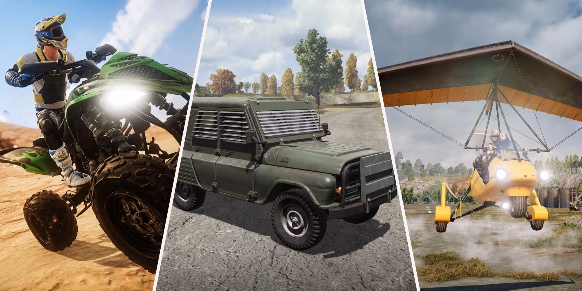 Span of 3 vehicles; ATV, UAV, and Glider